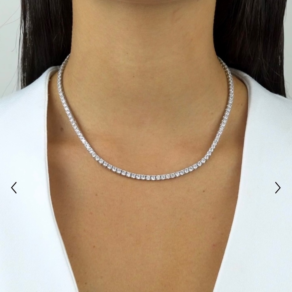 Adina Eden 16” silver CZ 2MM tennis necklace